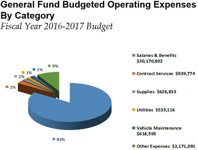 General Fund Budgeted Operating Expenses by Category FY 2015-16